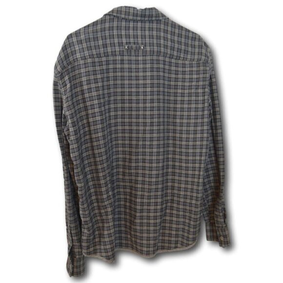 Mens Armani Exchange A/X Grey Plaid Shirt w Silver Stud Accents Size: L - Picture 2 of 3